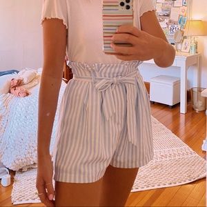 Blue & White Pinstripe Shorts